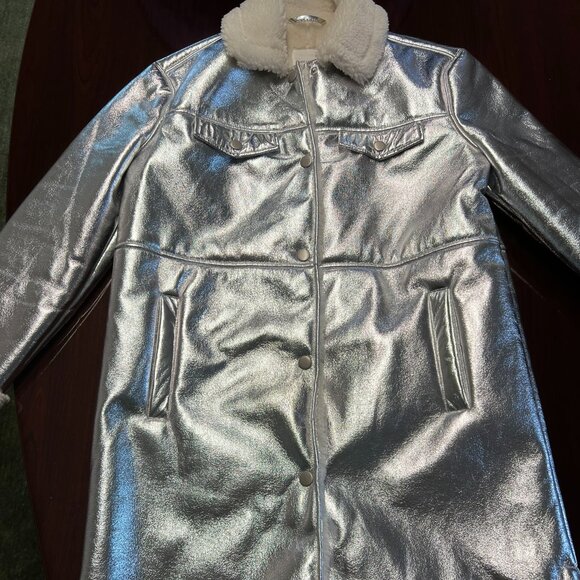 Avec Les Filles Silver Metallic Coat - Picture 1 of 3